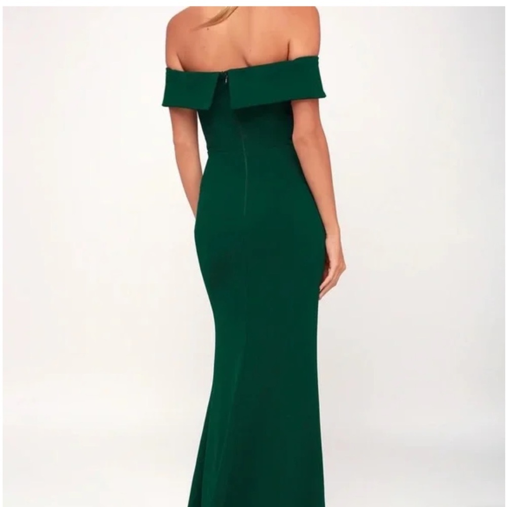Lulus Aveline Forest Green Off-the-Shoulder Maxi Dress - Picture 2 of 9